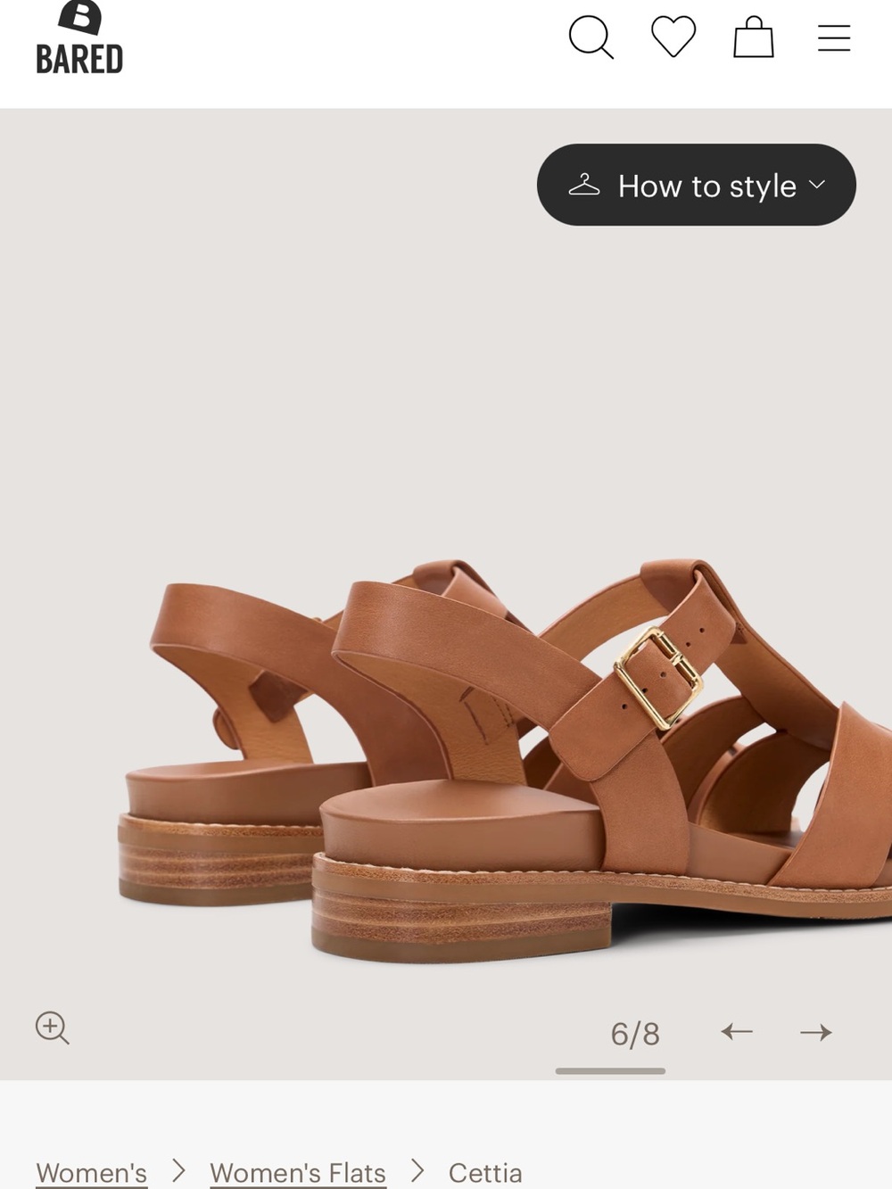 Cettia Women's Tan Leather Slingback Sandal - Picture 6 of 10